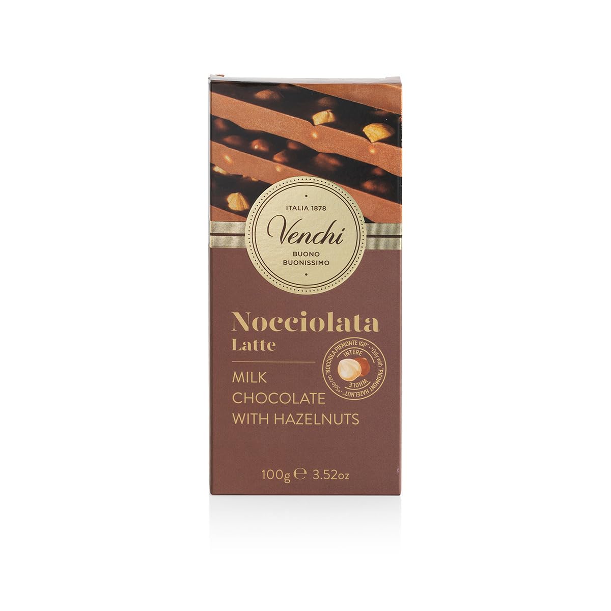 Venchi Milk Chocolate Hazelnut Bar 100g with Whole Piedmont Hazelnuts - Gluten Free 3