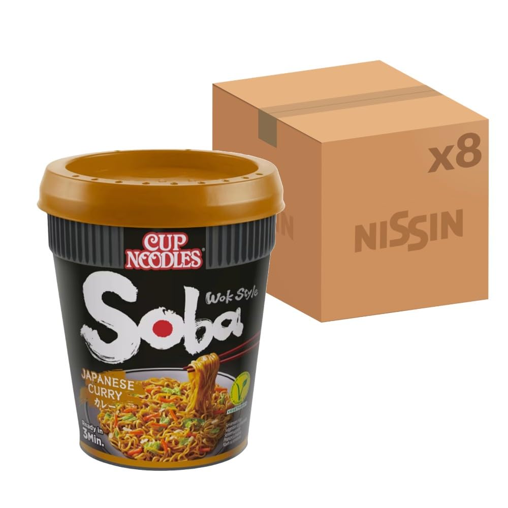 Nissin - Soba Japanese Curry Instant Wok Style Noodles Pot (90g, Pack of 8) 1