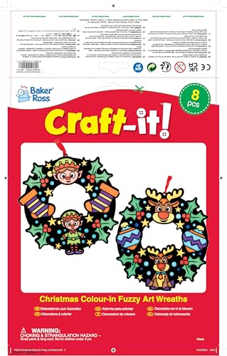 Baker Ross Christmas Colour In Wreaths - Pack of 8 Craft Kit for Kids 13