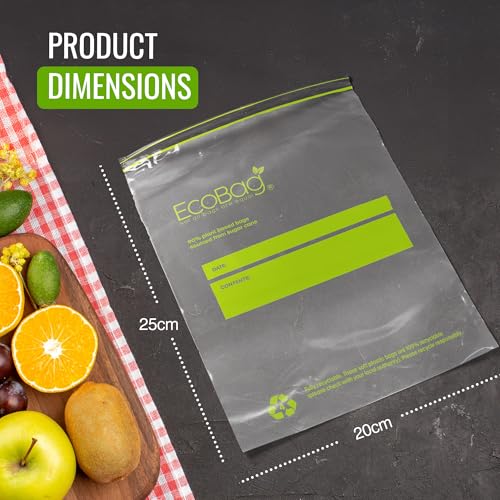 EcoBag 30 Pack Reusable Freezer/Sandwich Bags - 4.5L, 35 Microns, Clear
