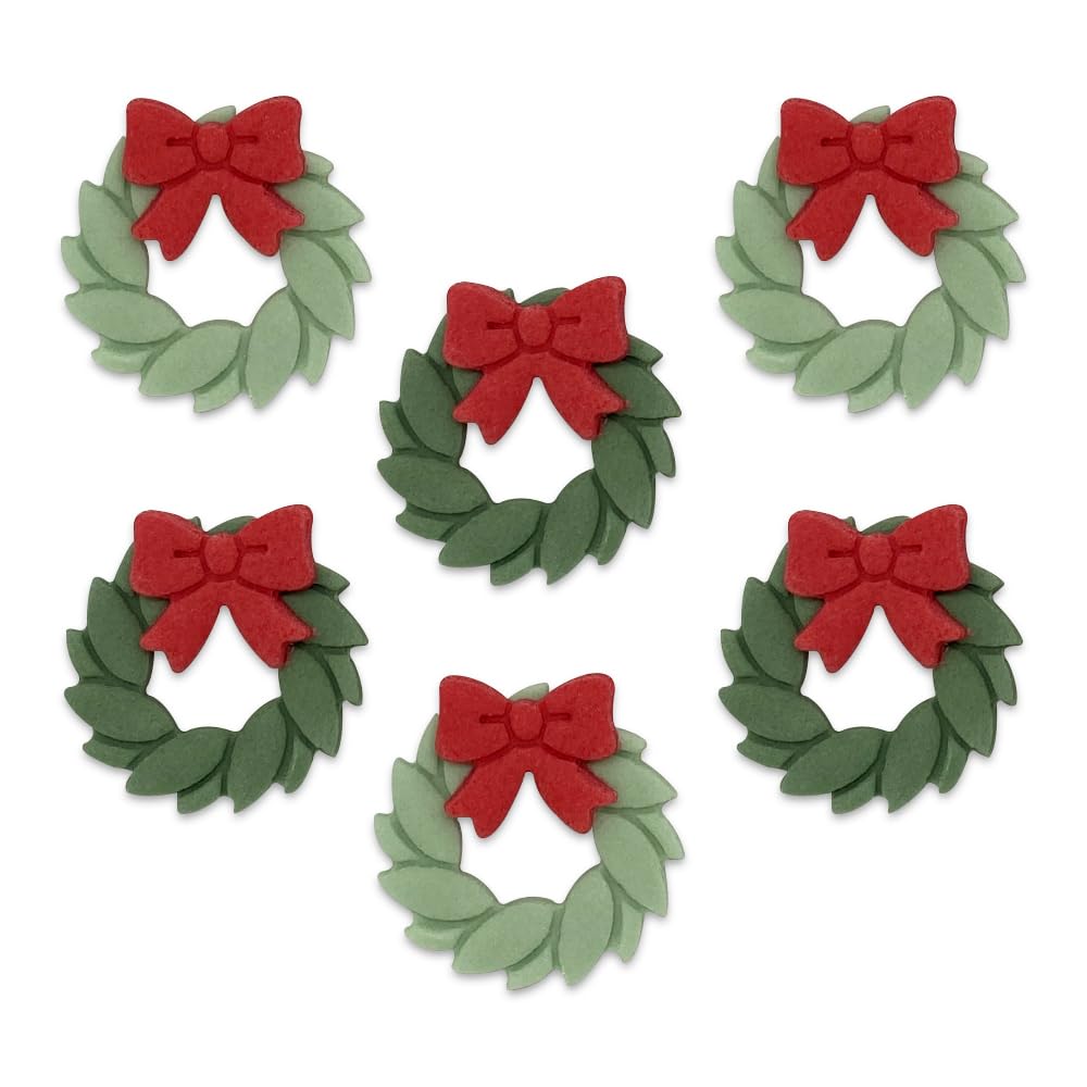Anniversary House - Christmas Wreath Edible Fondant Cupcake Toppers 7