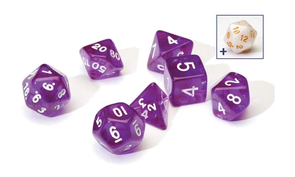 Sirius Dice Translucent Purple Poly Set - 7 Pieces | Small Size | 45g Weight 1