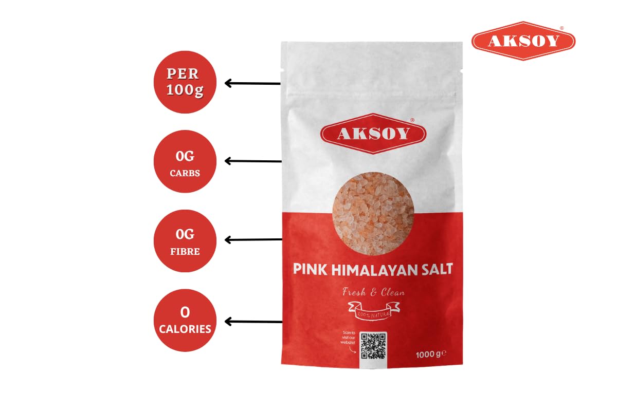 AKSOY Pink Himalayan Salt - Coarse, 1kg | GMO Free, Mineral-Rich 4