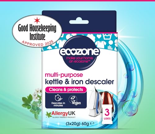 Ecozone Kettle & Iron Descaler - 3-Sachet Pack for Limescale Removal