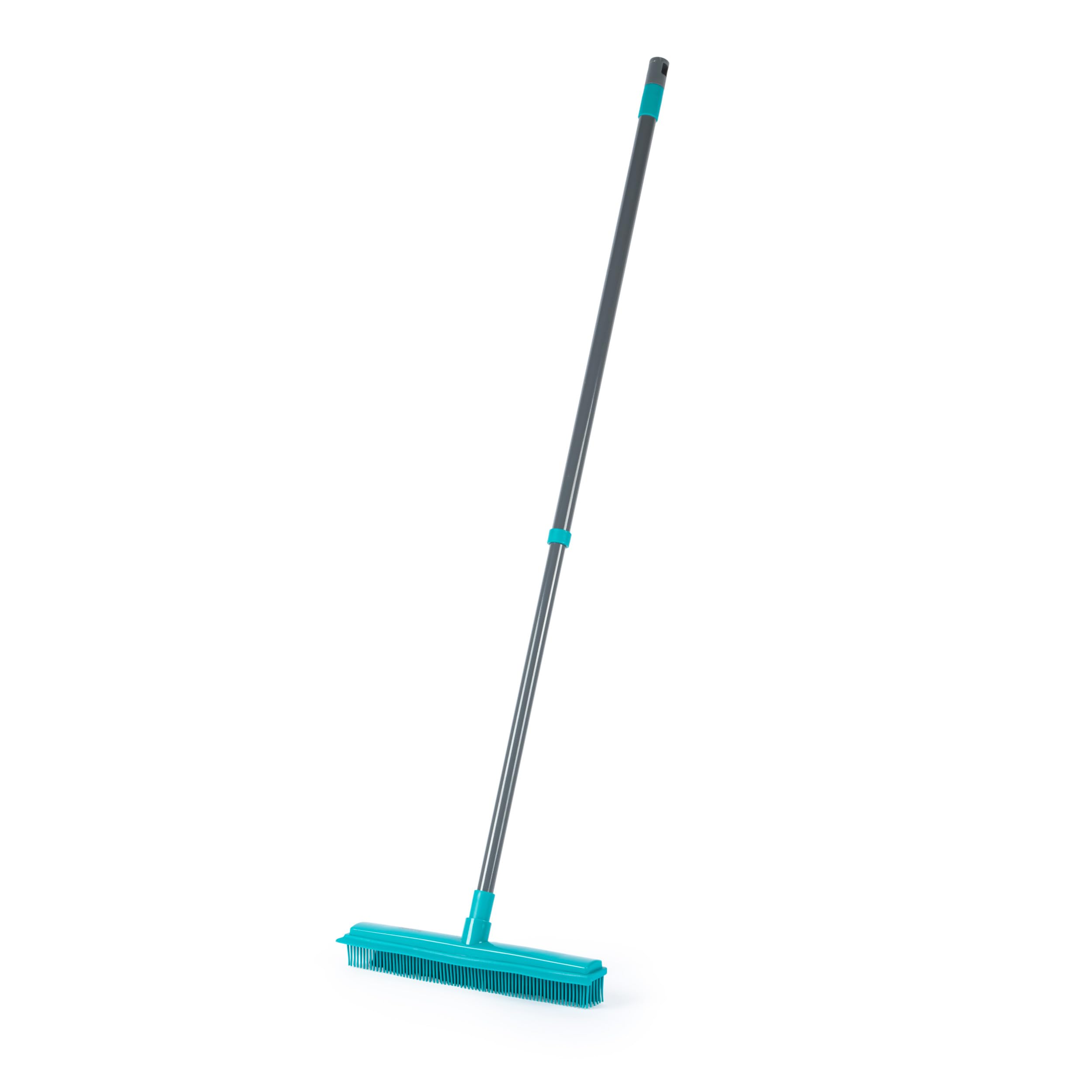 Beldray Antibac Pet Plus Rubber Head Push Broom - Telescopic Handle, Antibacterial Treatment | Grey