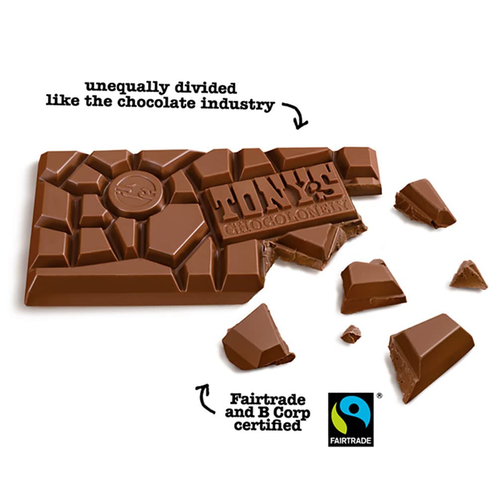 Tony's Chocolonely Milk Chocolate with Hazelnuts - 180g, Fairtrade Belgian Chocolate Bar, Vegetarian Snack