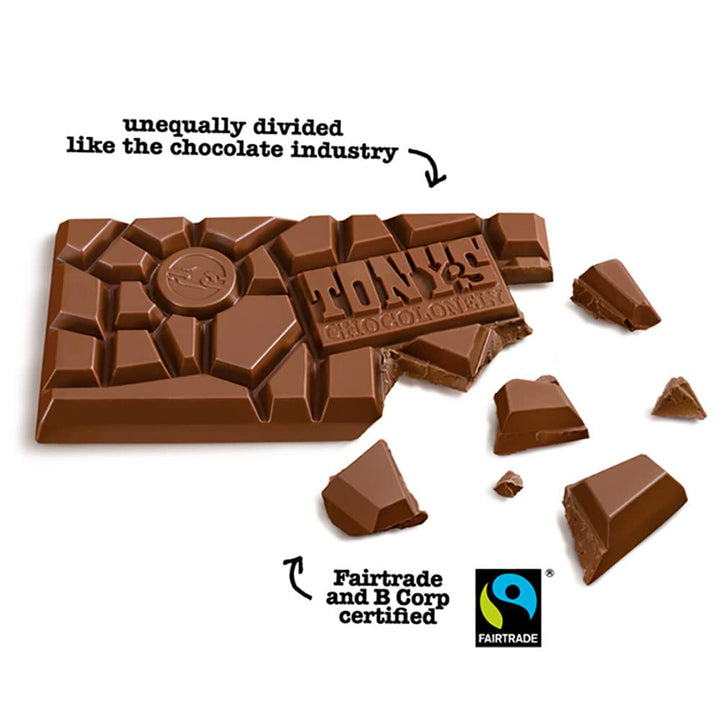 Tony's Chocolonely Milk Chocolate with Hazelnuts - 180g, Fairtrade Belgian Chocolate Bar, Vegetarian Snack