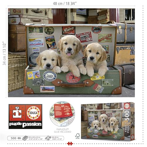 Educa Puppies in Luggage 500-Piece Jigsaw Puzzle (17645)