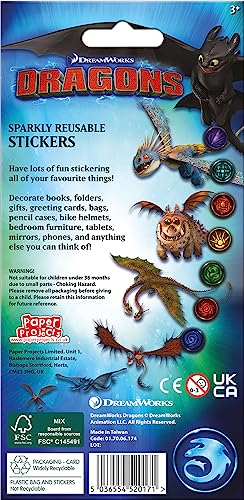 Paper Projects DreamWorks Dragons Sparkly Reusable Stickers | Arts & Crafts