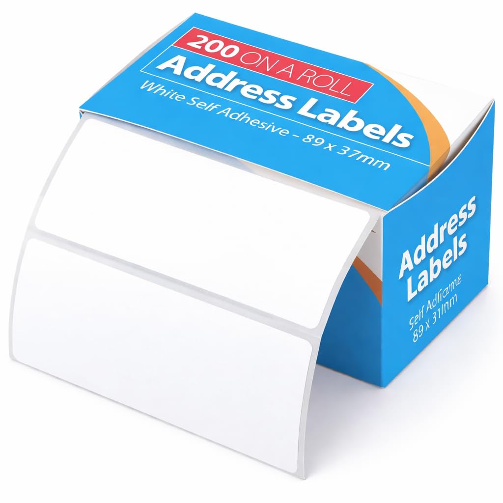 1ABOVE Address Labels - Self-Adhesive White Labels, 89mm x 37mm, 200 Labels per Roll