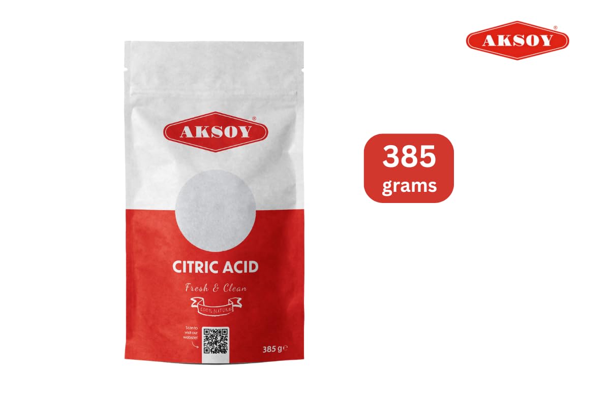 AKSOY Food Grade Citric Acid Descaler - Non-GMO, Anhydrous Granule, Lemon Scent | 385g 9
