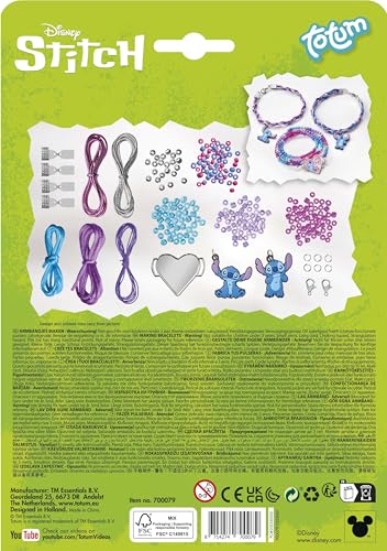 Totum Stitch Disney Charm Bracelet - DIY Glass Bead Bracelet Set for Kids