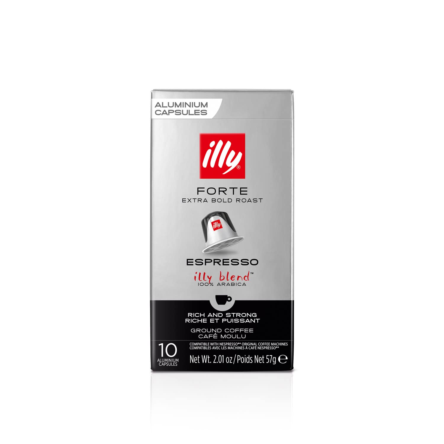 illy Forte Roast Nespresso Compatible Aluminium Coffee Capsules, 100% Arabica Blend