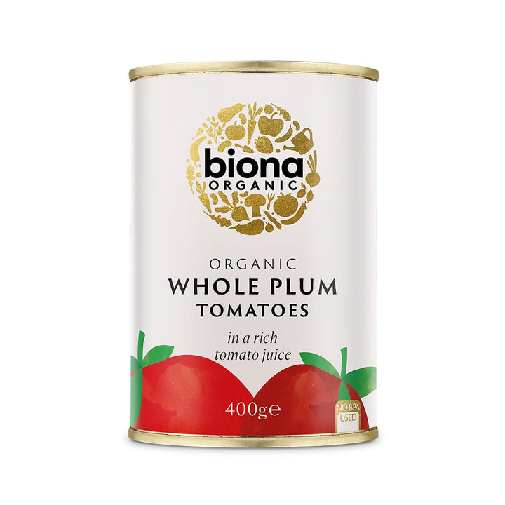 Biona Organic Whole Plum Peeled Tomatoes, 400g