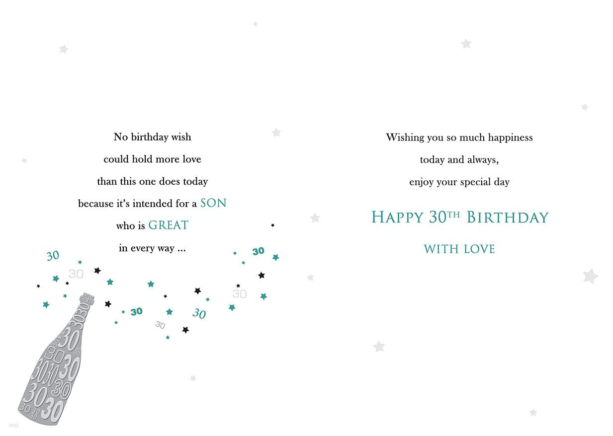 Piccadilly Greetings 30th Birthday Card for Son | 10 x 7 Inches | Green