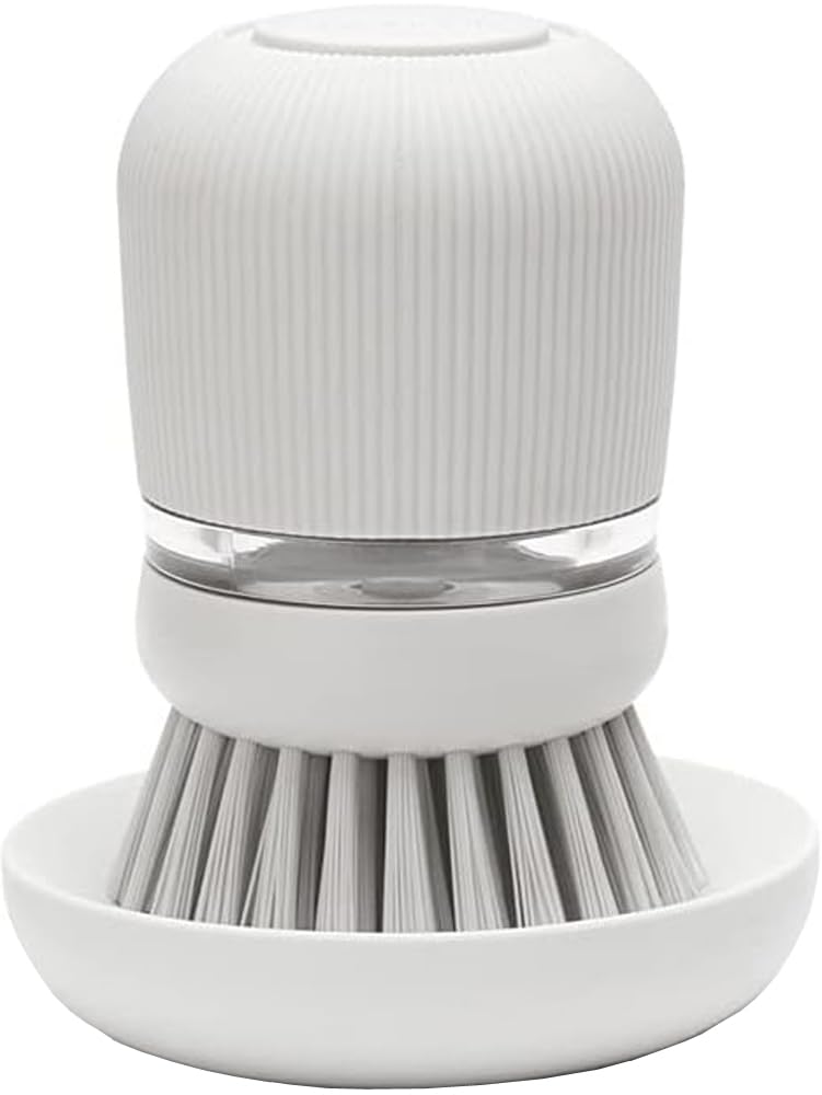 Brabantia Refillable Soap Dispensing Washing Up Brush - Secure Grip | Light Grey | 5 Year Guarantee