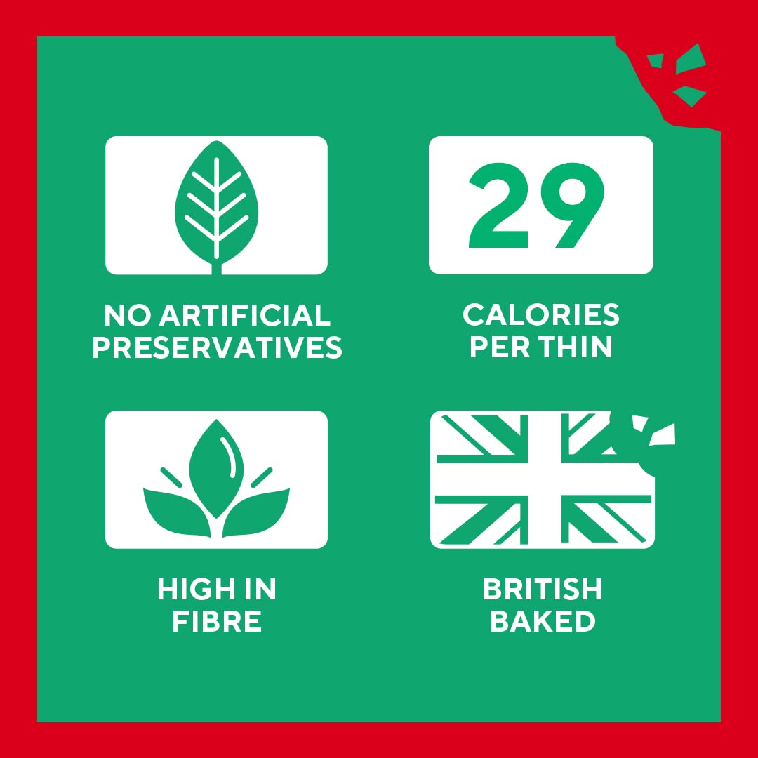 Ryvita Rosemary & Sea Salt Thins | 6 x 125g | Fibre-Rich Crackers | Dipping, Snacking, Sharing | Made in UK