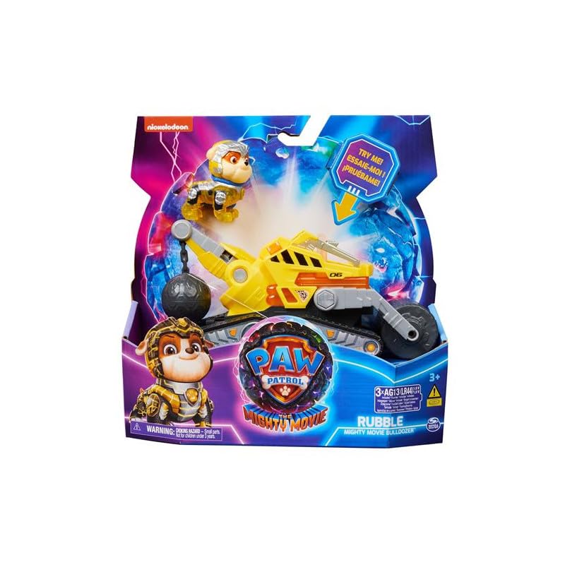 Paw Patrol: The Mighty Movie Rubble's Construction Truck with Light-Up Action Figure, Lights & Sounds - Kids' Toy for Ages 3+ 13
