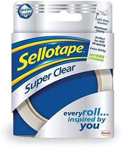 Sellotape Super Clear Tape, Practical Sticky Adhesive Tape for Maximum Clarity, Strong Tape for gift wrapping - Single roll (24mmx50m) 3
