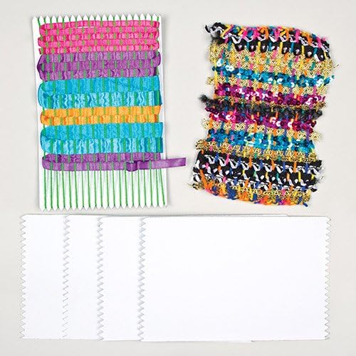Baker Ross AC132 Weaving Cards - 30 Pack Craft Kit for Kids, 800gsm Card, 22 x 14 cm