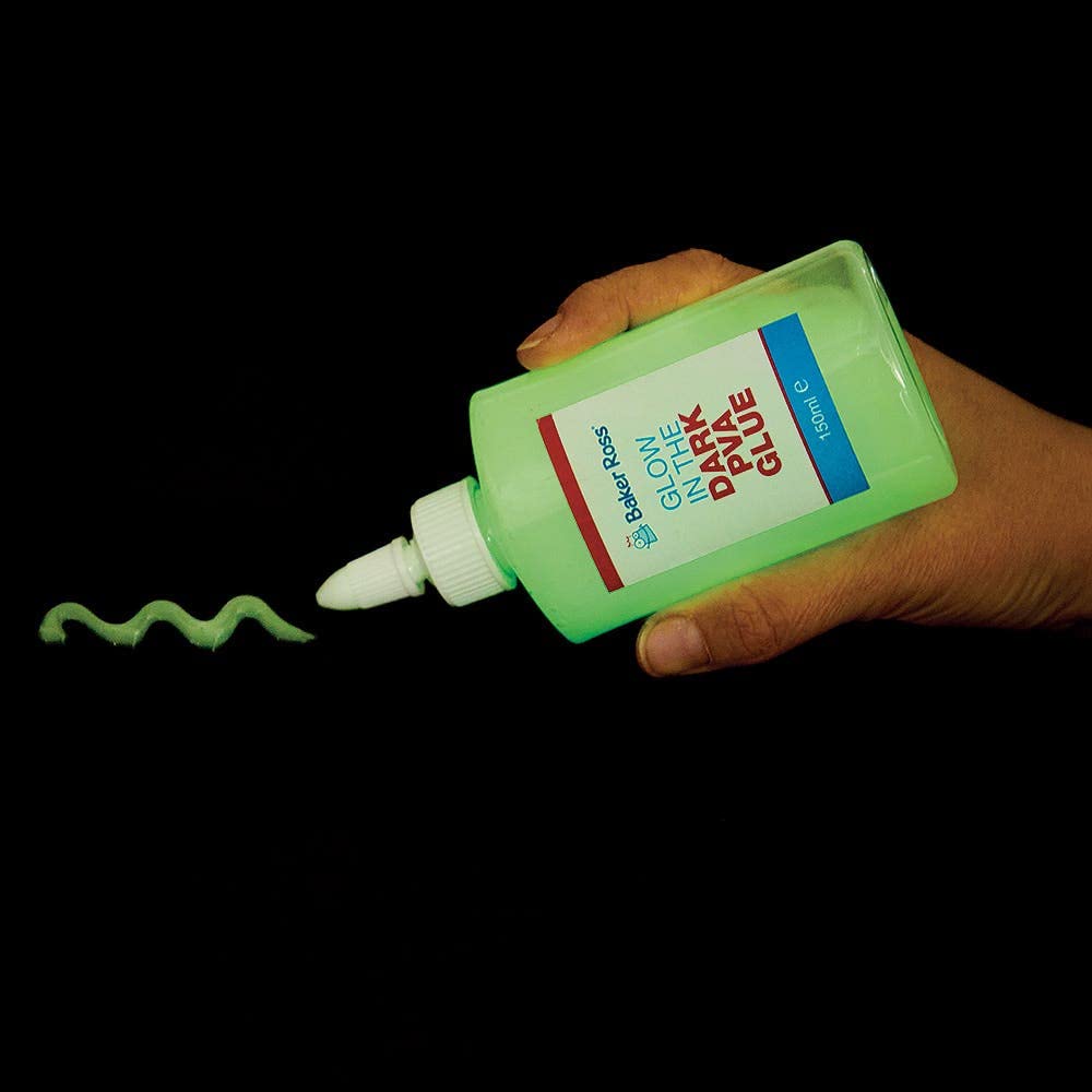 Baker Ross FX130 Glow in the Dark PVA Glue - 150ml Craft Adhesive for Kids