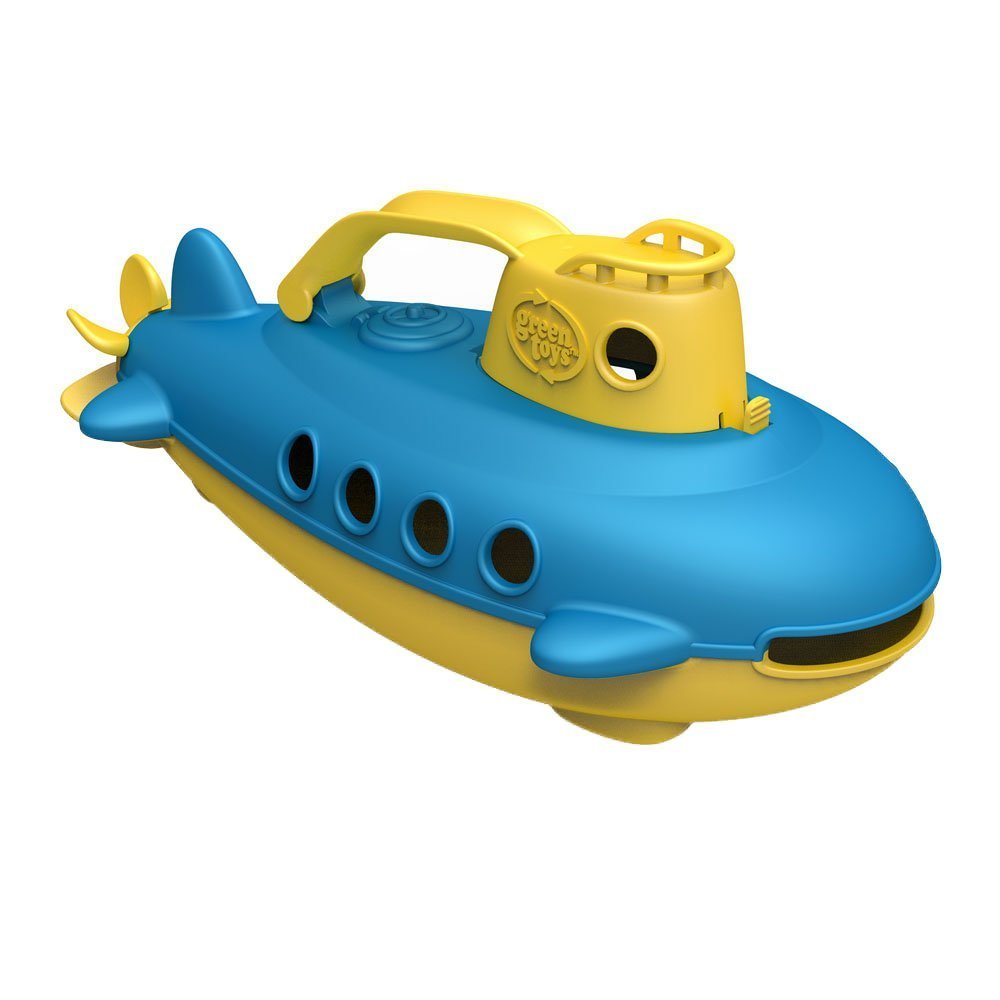 Green Toys Submarine - Yellow, Spinning Propeller, Scoop & Pour Fun | Ages 6+ Months 1