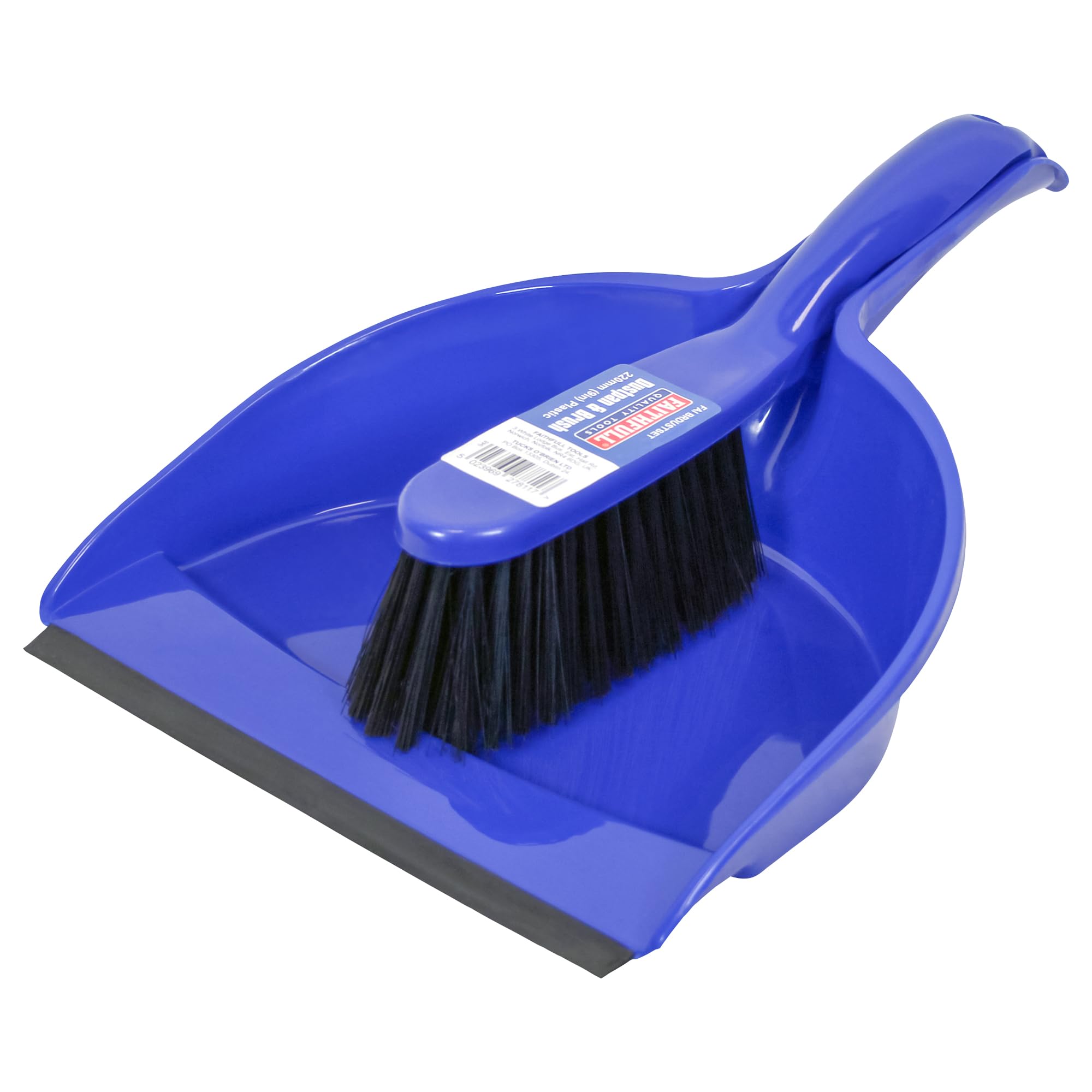 Faithfull Plastic Dustpan and Brush Set - 220mm Wide Dustpan | Compact Clip-in Storage | Blue 1