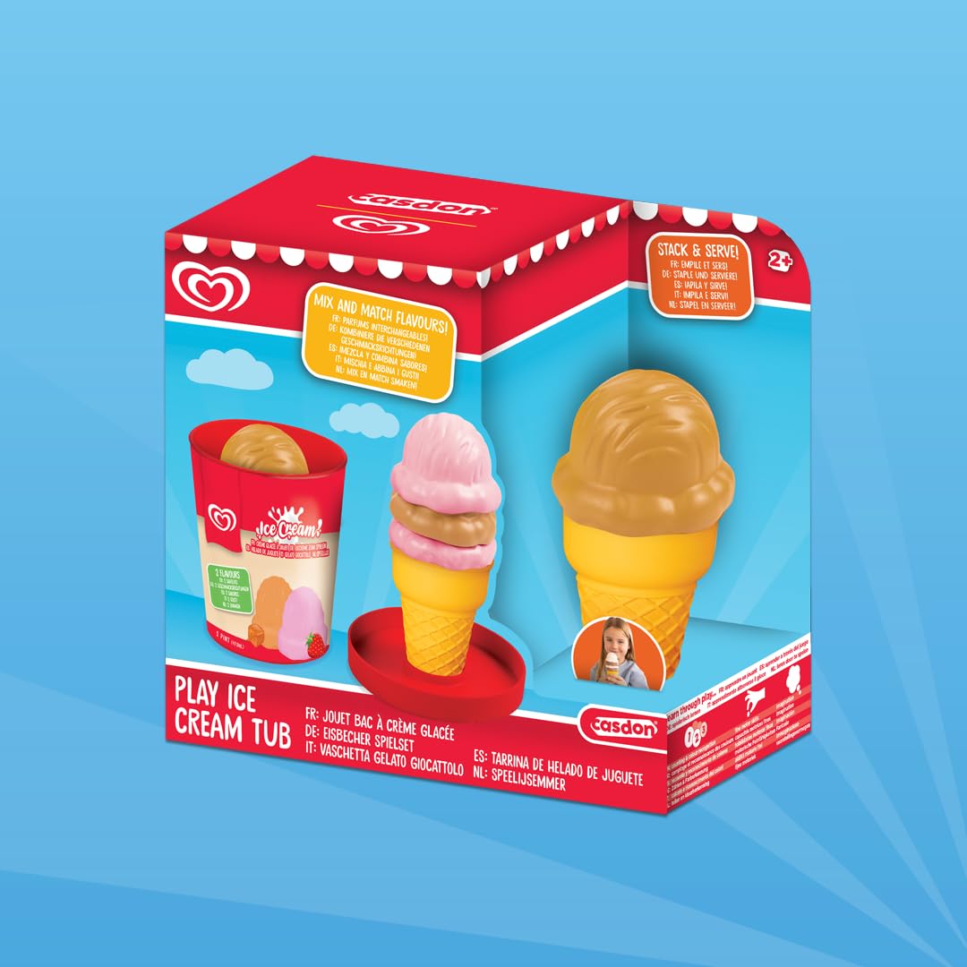Casdon Walls Ice Cream Tub Toy - Strawberry & Caramel | Pretend Play Set | Ages 2+ 6