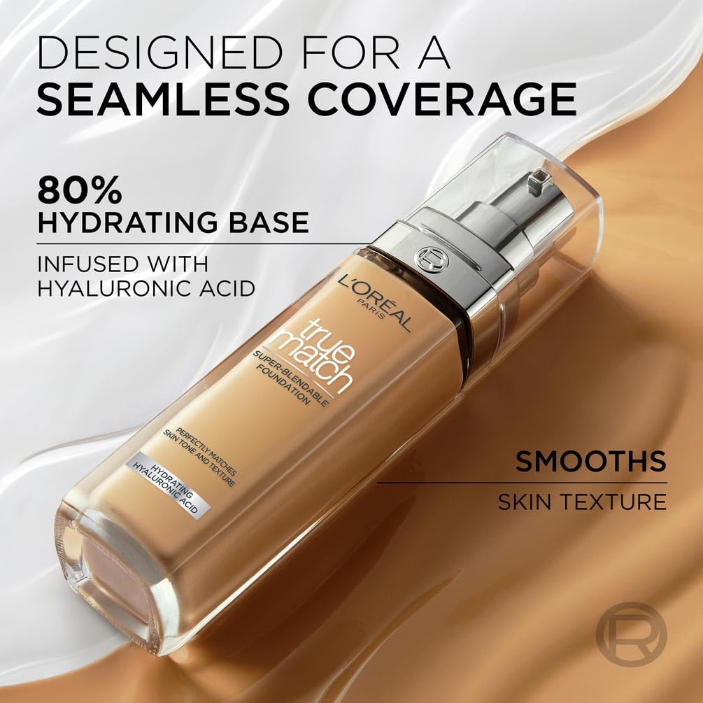 L'Oréal Paris True Match Liquid Foundation (30ml) - Skincare-Infused with Hyaluronic Acid, SPF 16, 46 Shades, 7.C Rose Amber 2