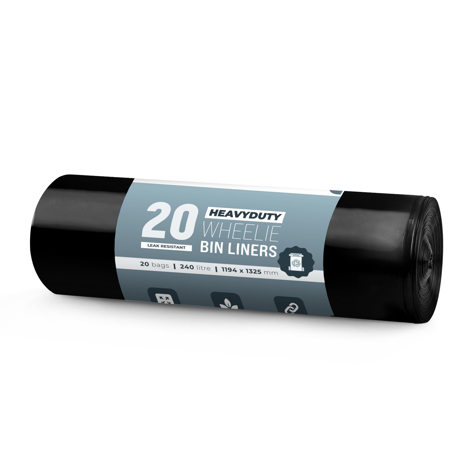 EcoBag Heavy Duty Wheelie Bin Liners - 240L Capacity | 20 Pack | 98% Recycled Plastic 1