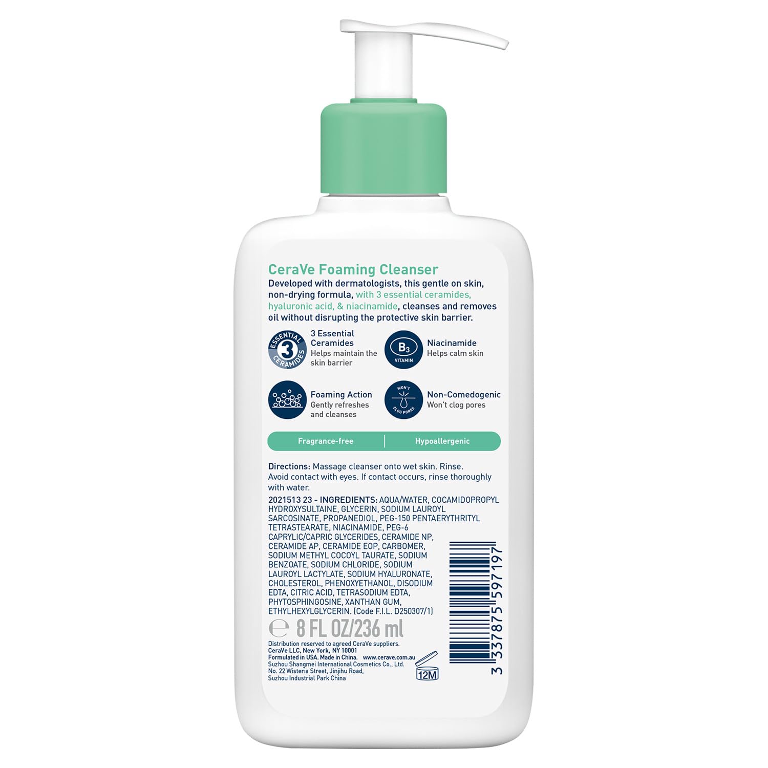CeraVe - Foaming Cleanser for Face & Body (236 ml/8 oz) 4