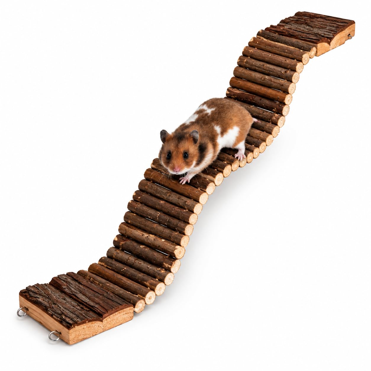 Pet Ting Natural Suspension Bridge Ladder - 55cm Natural Wood | Small Animal Toy | PT453 1