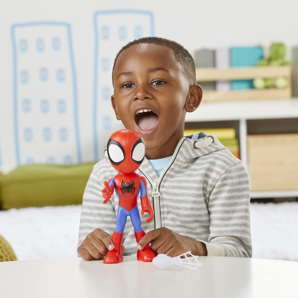 Hasbro Marvel Spidey and His Amazing Friends Supersized Spidey Action Figure - 9 Inch Poseable Toy with Web Accessory 3