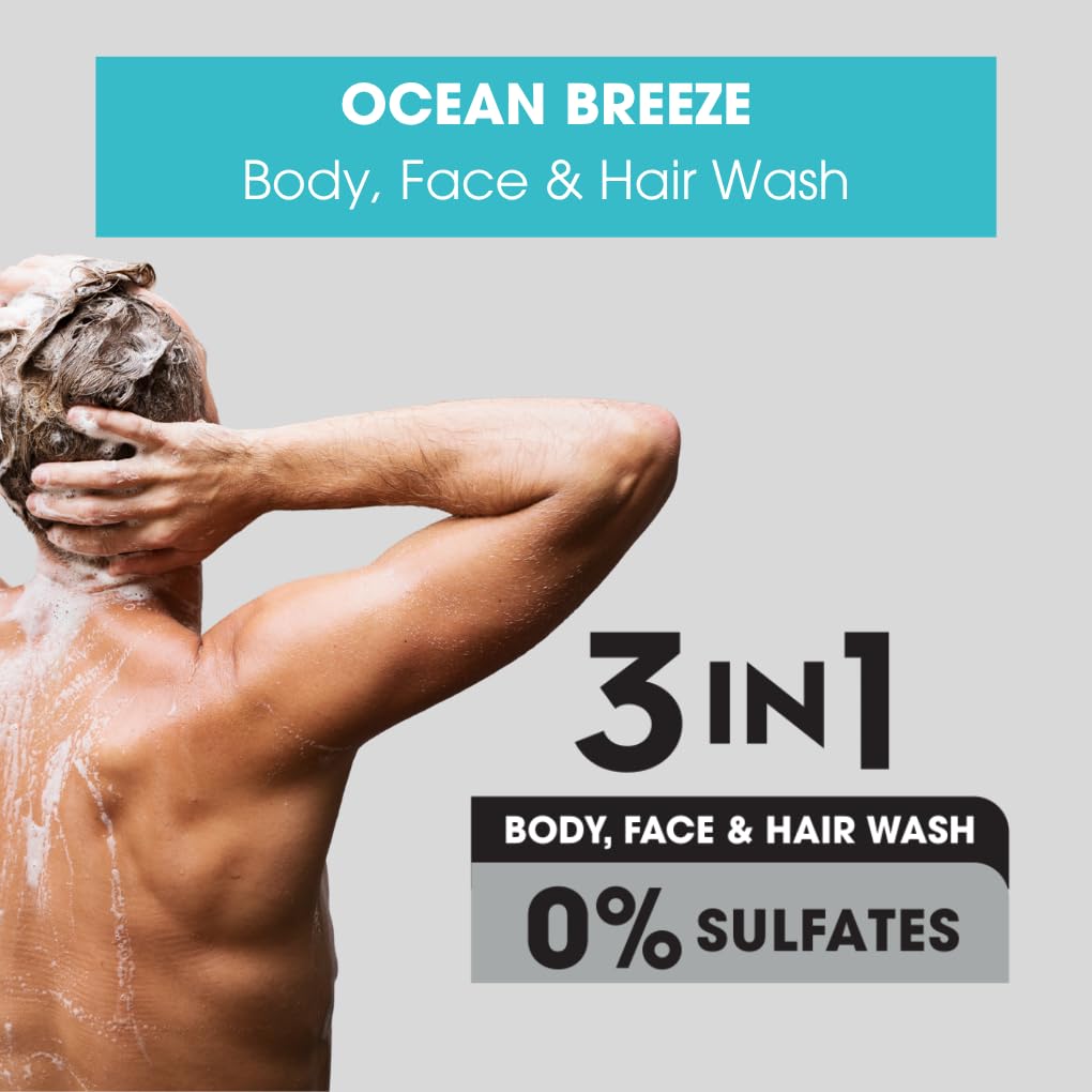 Soft & Gentle Men Ocean Breeze 3 in 1 Shower Gel | 400ml | Sulfate Free | Lemon & Sandalwood 4