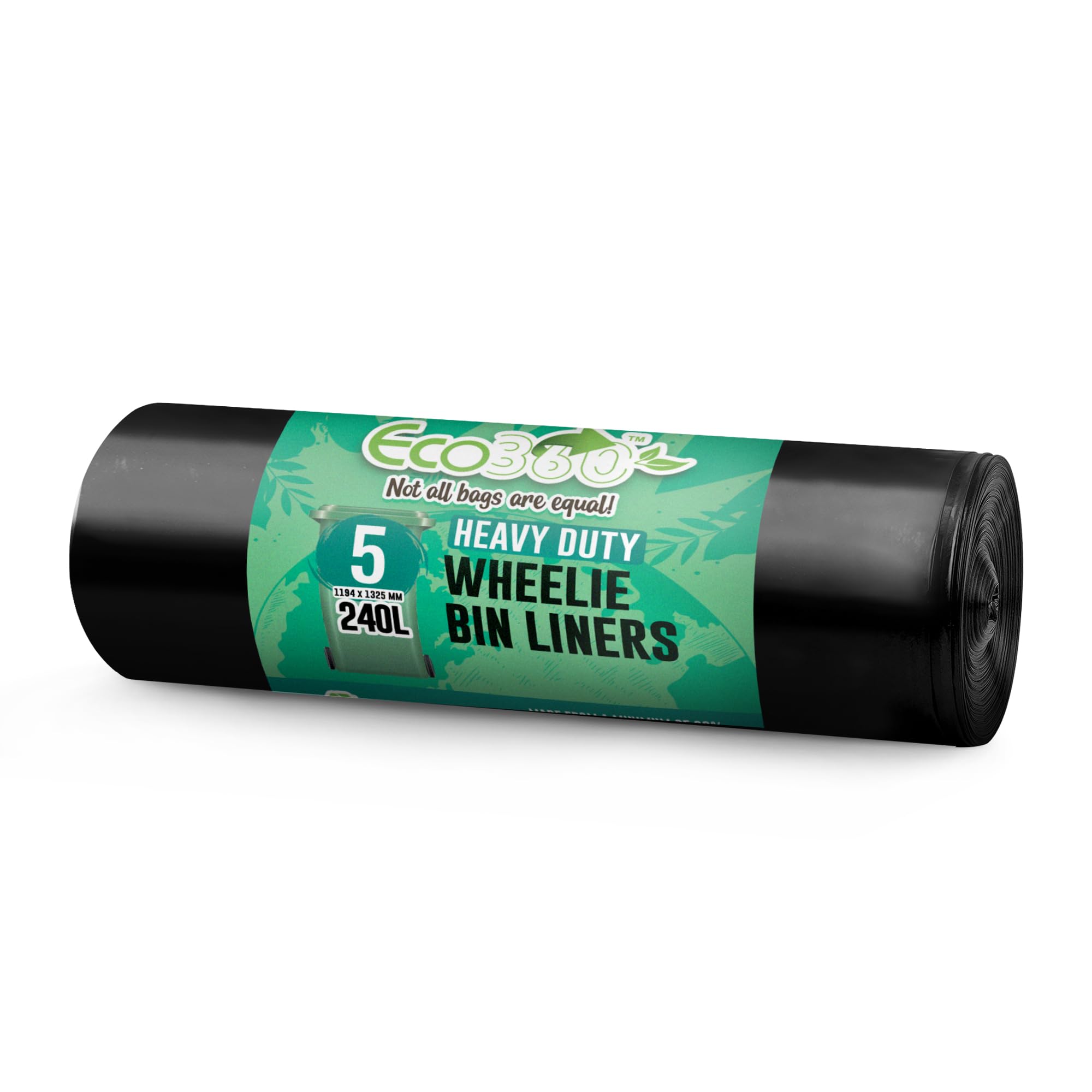 EcoBag Wheelie Bin Liners - 5 Pack Heavy Duty 240L | 18 Microns | Black 1
