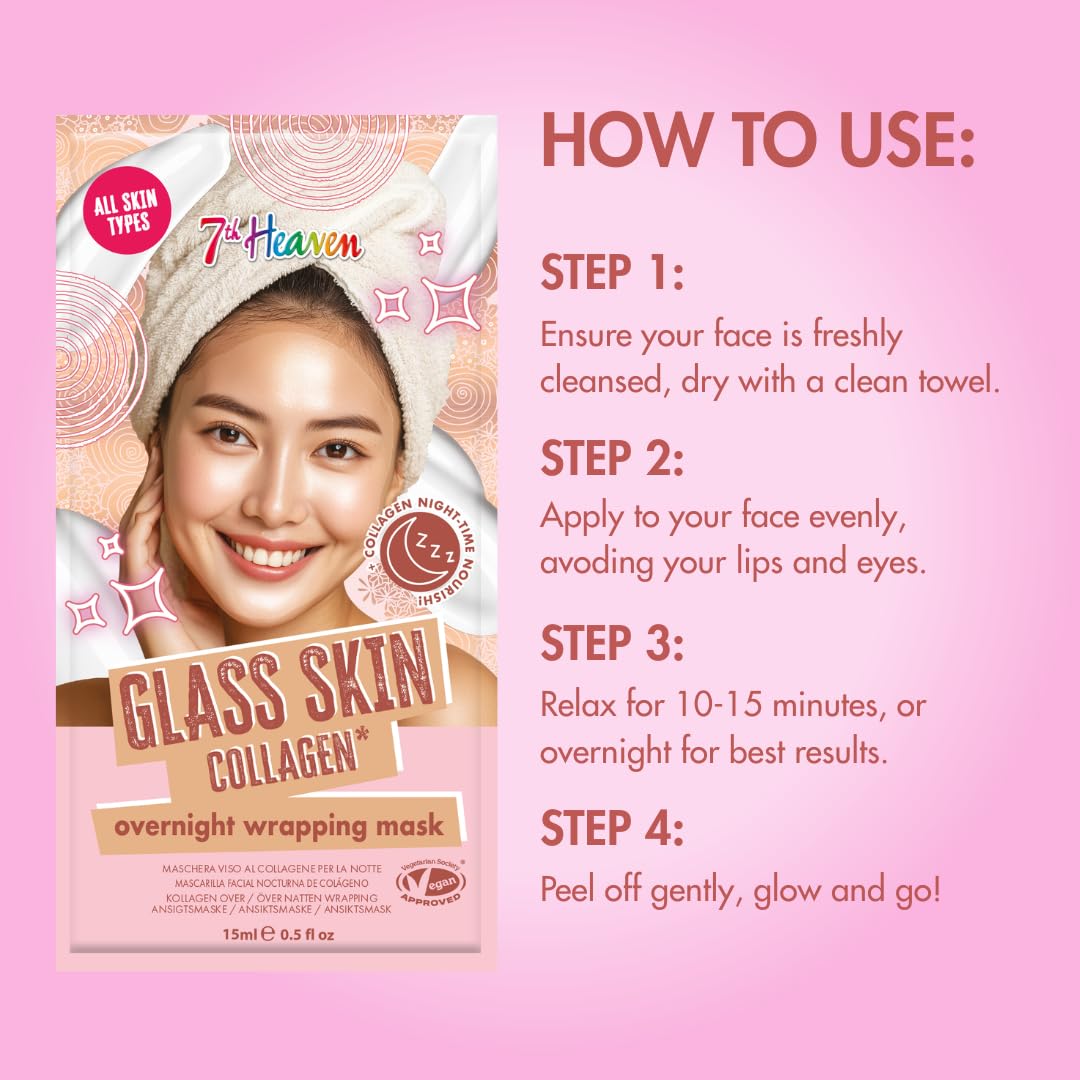 7th Heaven Glass Skin Collagen Wrapping Mask - Hyaluronic Acid & Vegan Collagen | 15 ml 4