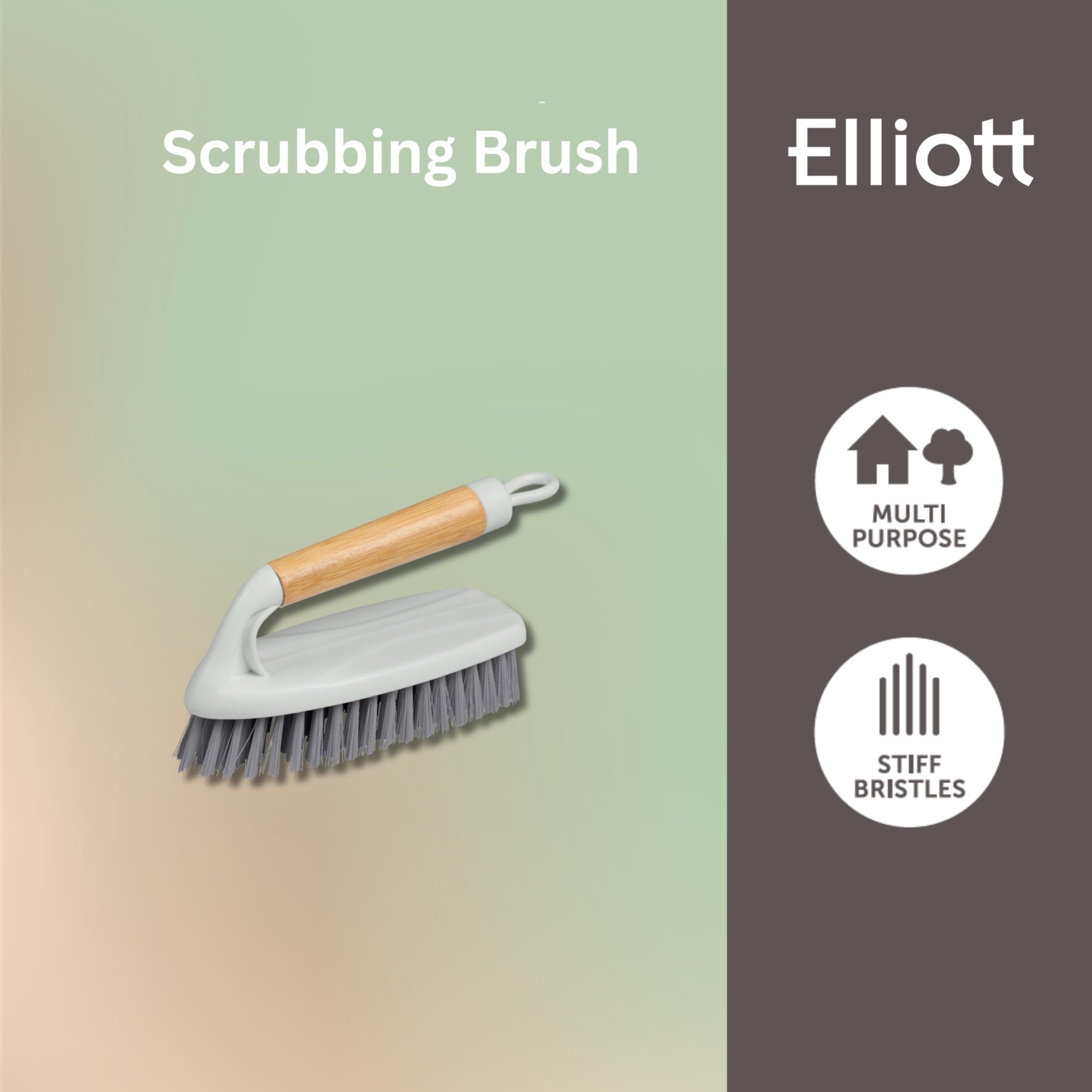 Elliott Heavy-Duty Scrubbing Brush - Ergonomic Iron-Shape Handle | Stiff Bristles | Multi-Surface Cleaning