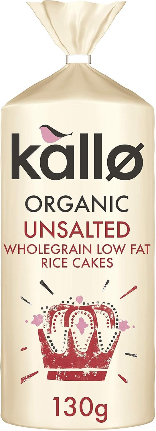 Kallo Organic Unsalted Wholegrain Rice Cakes 130g (Pack of 12)