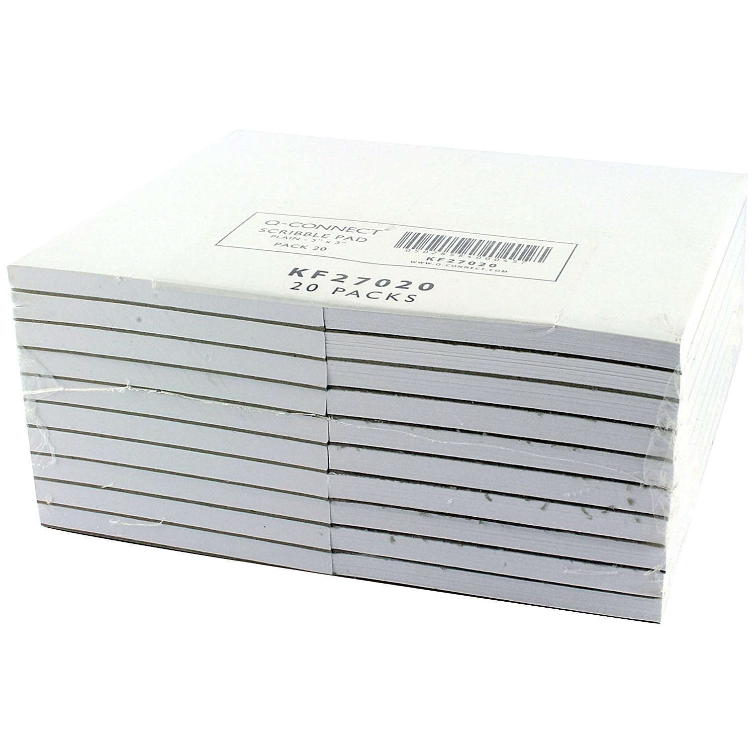 Q-Connect Plain Scribble Pad 127x76mm, 160 Leaf, 70gsm Paper, Pack of 20