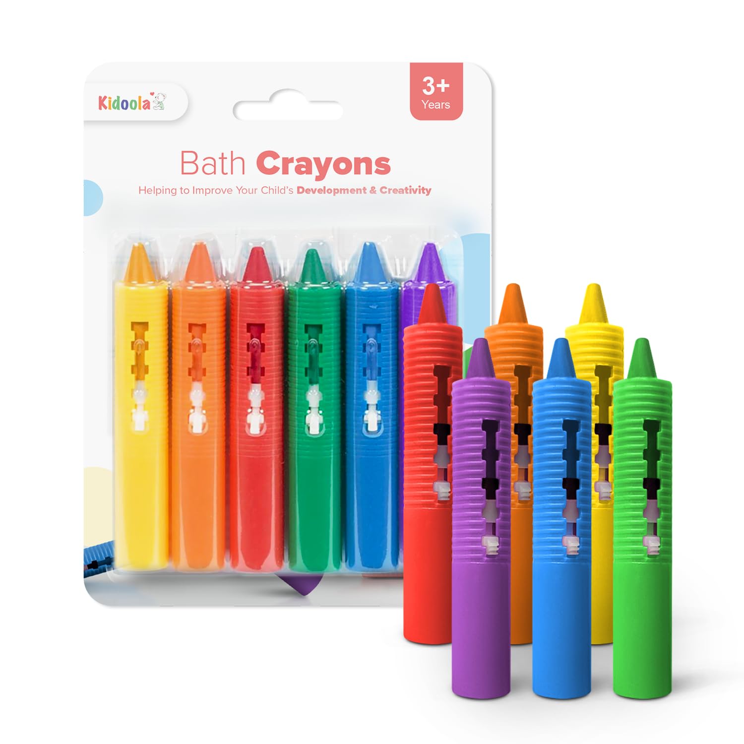 kidoola Baby Bath Crayons - 6 Pack Washable, Non-Toxic Crayon Pens for Toddlers 3+