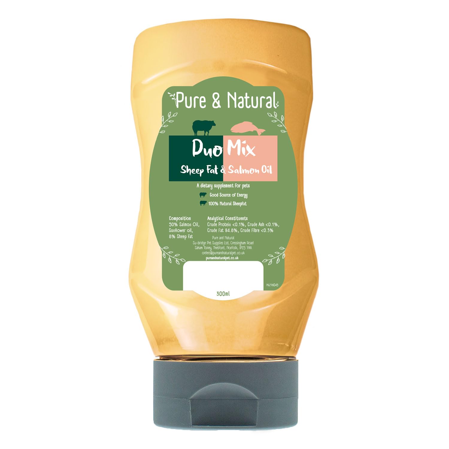 Pure & Natural Duo Sheep/Salmon Oil for Dogs & Cats - 300ml Bottle | Joint & Skin Support