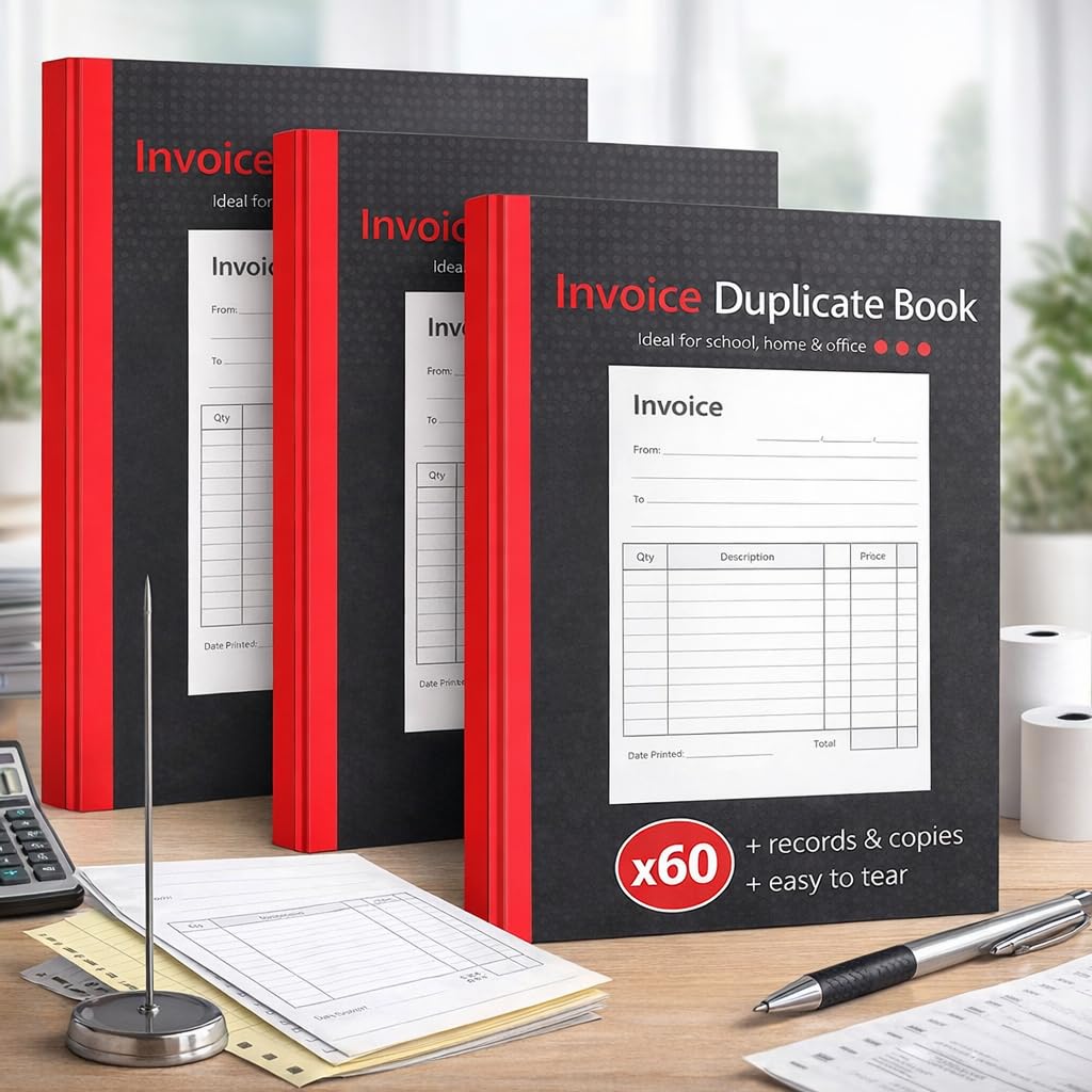 1ABOVE Invoice Duplicate Book A5 Size - 3 Pack | 80 Numbered Pages | Carbon Copy 2