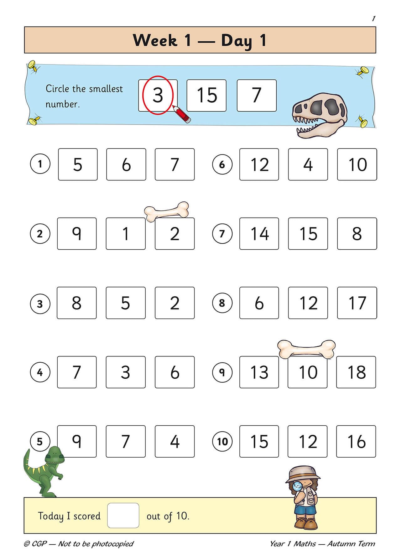 CGP KS1 Maths Year 1 Daily Practice Book - Autumn Term Study Aid | Paperback | English