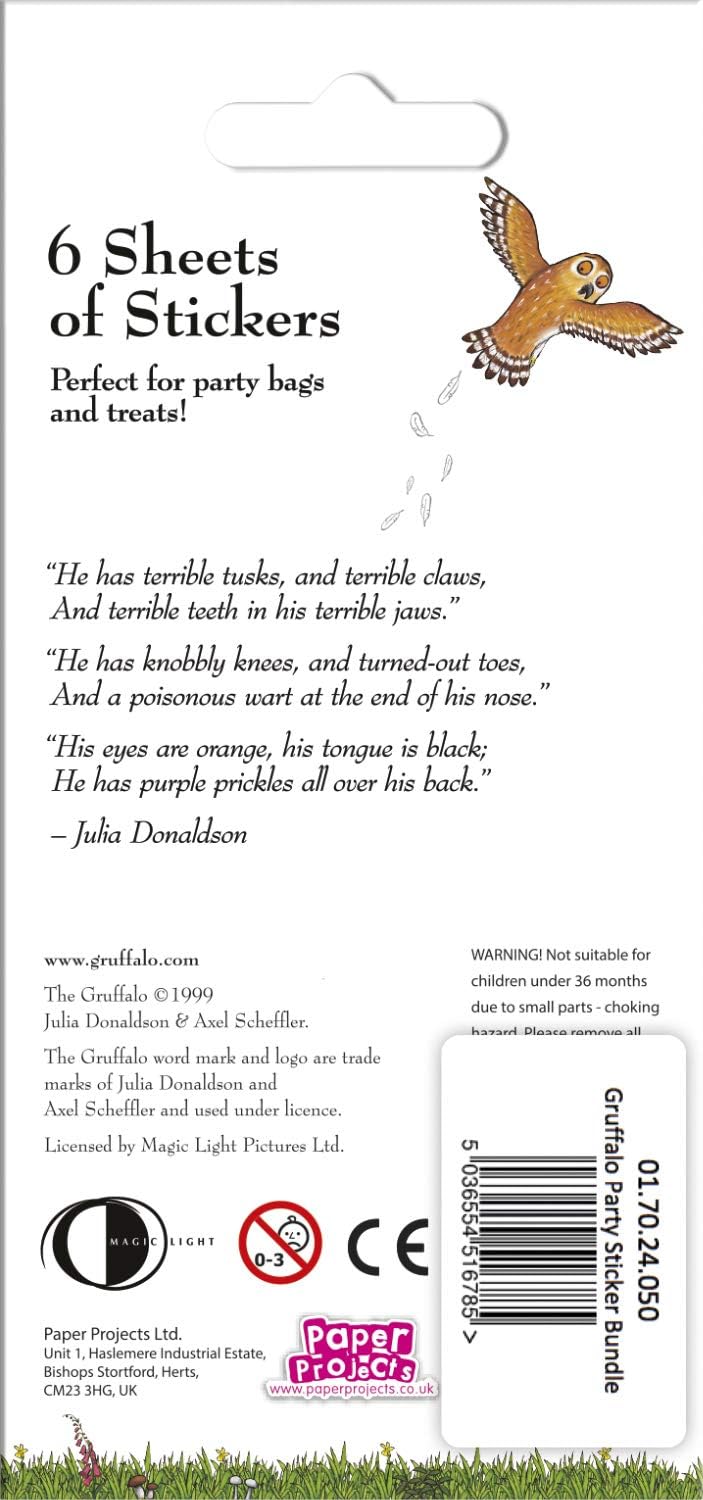 Paper Projects The Gruffalo Party Bag Sticker Bundle - 18 Sheets of Official Stickers