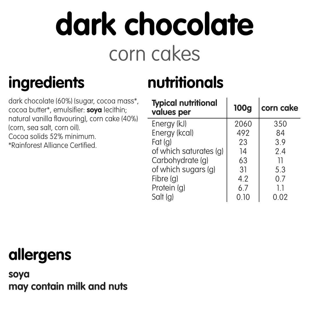 Itsu Dark Chocolate Corn Cakes 34g | Gluten Free | Healthy Snack | Pack of 15 2