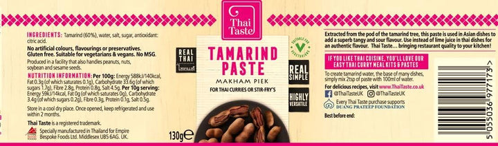 Thai Taste Tamarind Paste, 130g - Authentic Thai & Asian Cooking Paste, Gluten-Free, Vegan-Friendly, Sour Flavor Enhancer