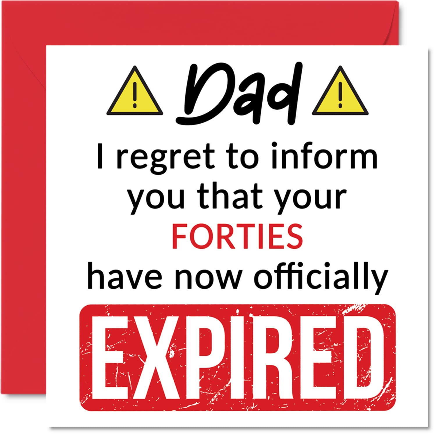 Stuff4 Funny 50th Birthday Card for Dad - Your Forties Have Expired | 145mm Square 1