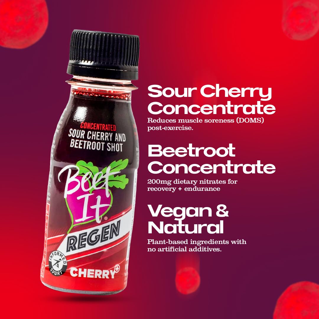 BEET IT Regen Cherry Shot - Post-Workout Recovery | 125mg Dietary Nitrates | Pack of 15 (70ml)