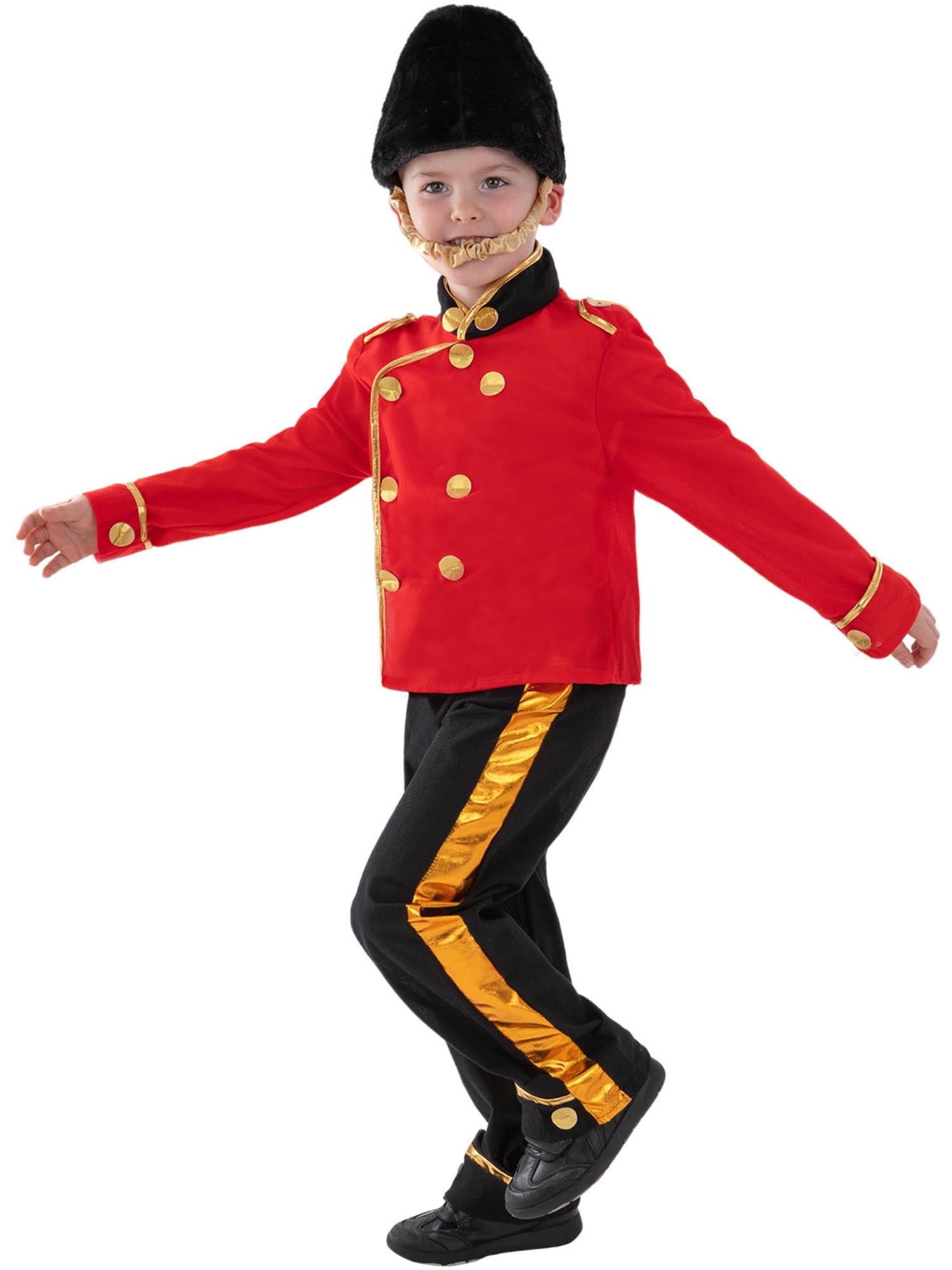 Smiffys Busby Guard Costume - Red Top, Trousers and Hat, Ages 7-9