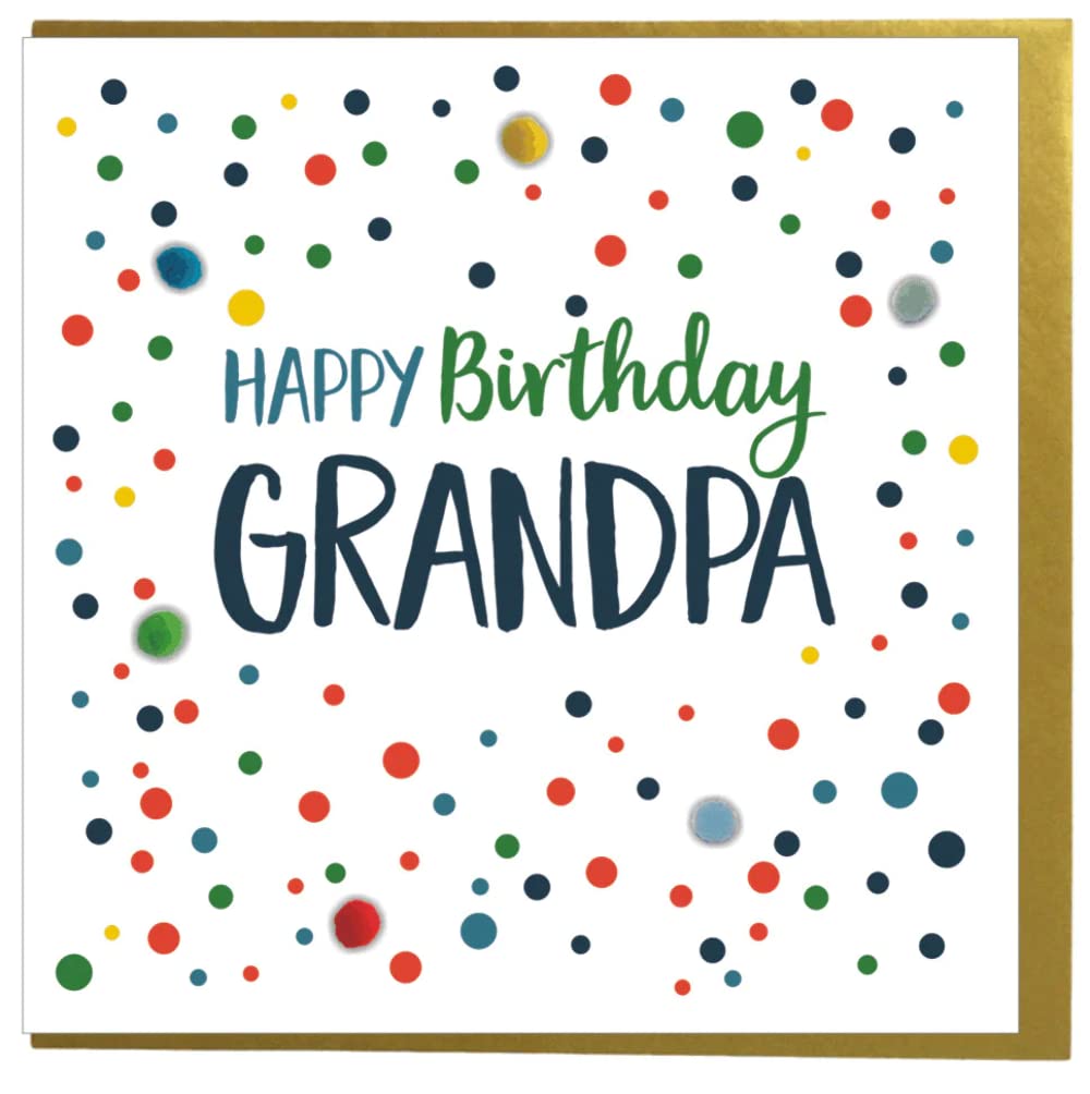 Claire Giles Greeting Cards Happy Birthday, Grandpa Pom Pom Card | 150x150mm | Blank Inside 2